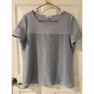Calvin Klein ‎ Ribbed Short Sleeve Top Blue Career Summer Large